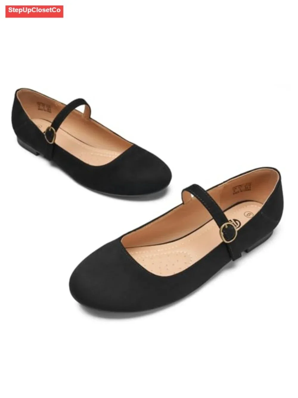 Women's Mary Jane Flats with Buckle Strap Round Toe Comfort Dress Shoes Work